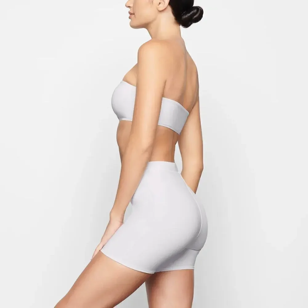 SKIMS Signature Swim Shorts Mid Waist Marble White NWT Size 4X